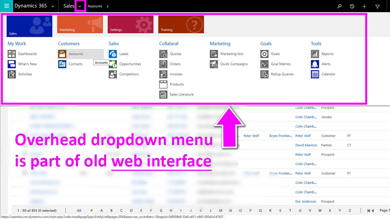 Dynamics is Discontinuing the Old Web Apps - old web interface2