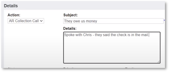 Manage Receivables with Sage CRM AR Collection Call Task Check is in the Mail