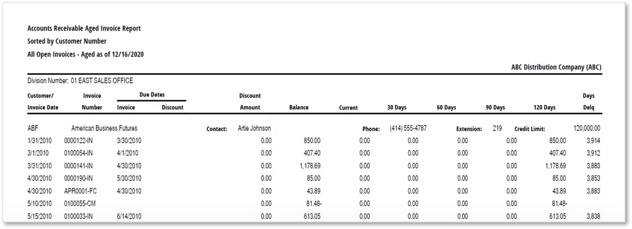 Manage Receivables with Sage CRM Aged Invoice Report