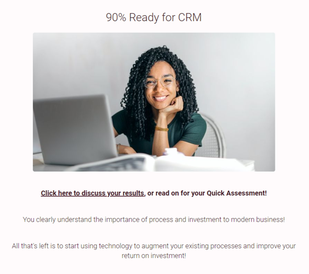 CRM Readiness Quiz Results Page