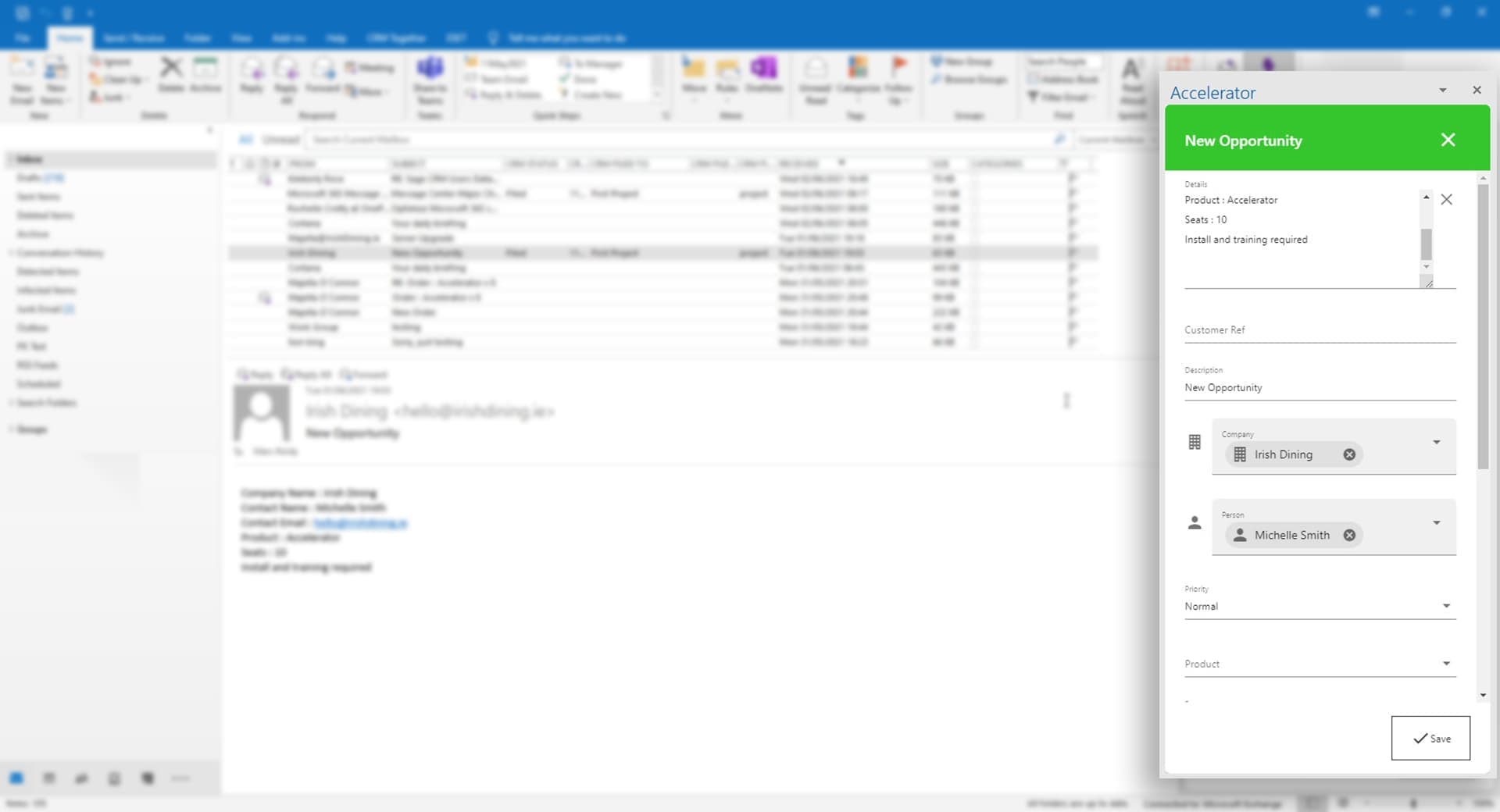 new opportunity in outlook screenshot